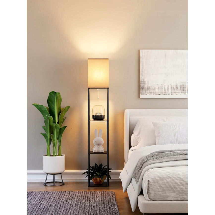 Stojna svetilka z policami 1xE27/40W/230V črna/bela