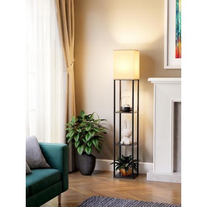 Stojna svetilka z policami 1xE27/40W/230V črna/bela