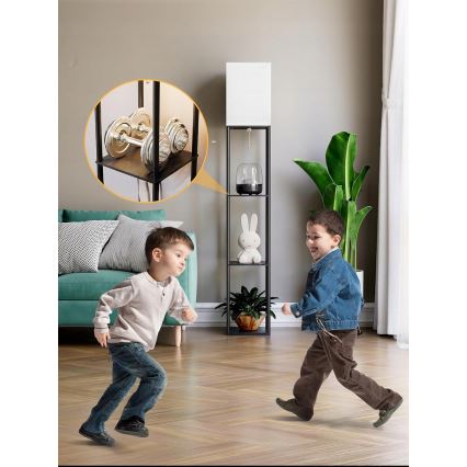 Stojna svetilka z policami 1xE27/40W/230V črna/bela