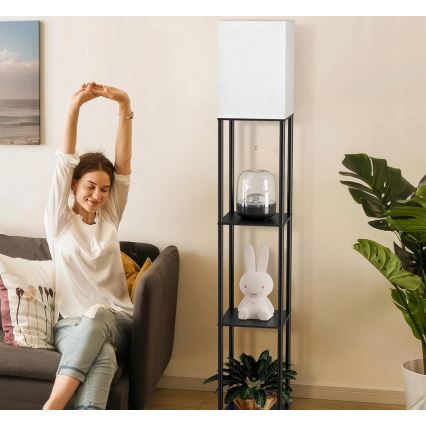 Stojna svetilka z policami 1xE27/40W/230V črna/bela