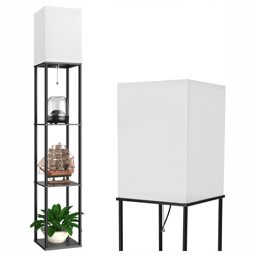 Stojna svetilka z policami 1xE27/40W/230V črna/bela