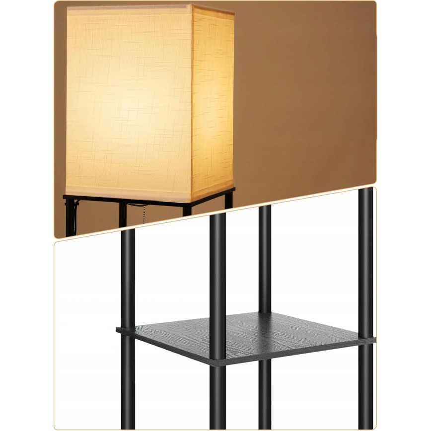 Stojna svetilka z policami 1xE27/40W/230V črna/bela