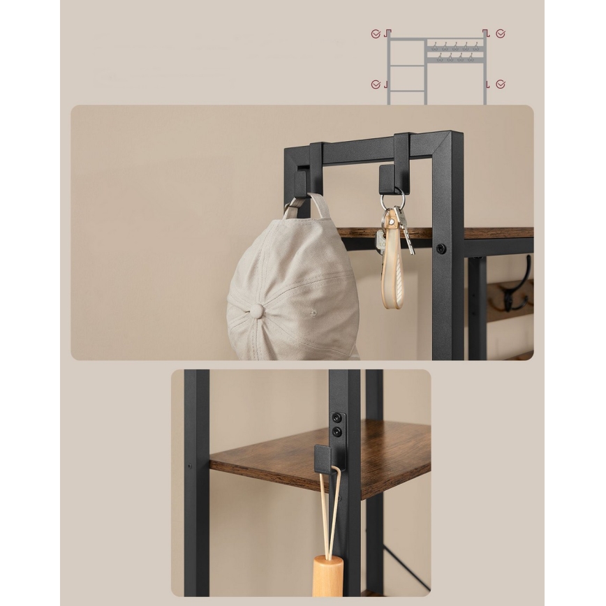 Stojni obešalnik NAVOR rjav/črn