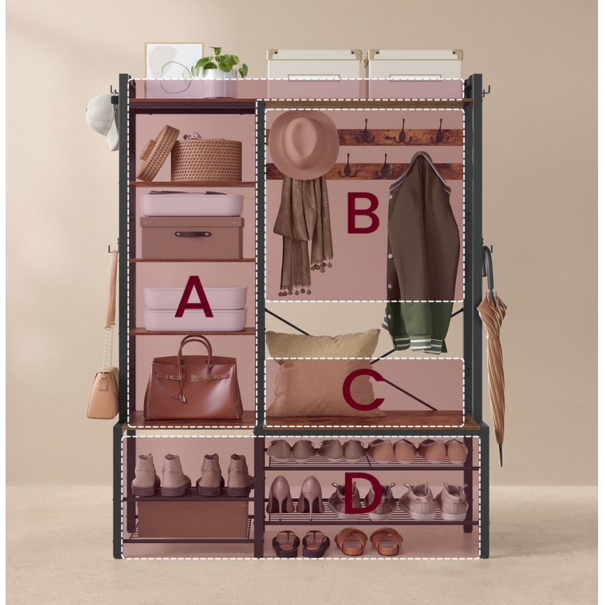 Stojni obešalnik NAVOR rjav/črn