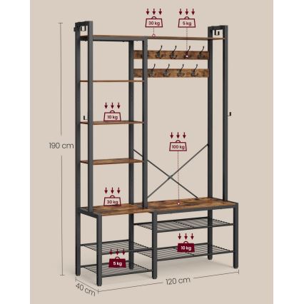 Stojni obešalnik NAVOR rjav/črn