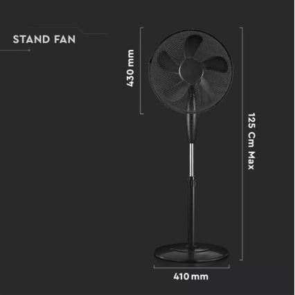 Stojni ventilator premera 43 cm 55W/230V črn