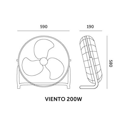 Stojni ventilator VIENTO 200W/230V sijajni krom