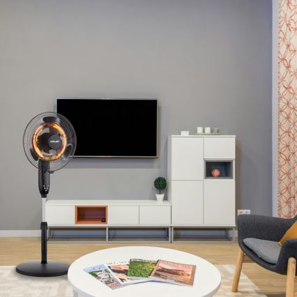 Stojni ventilator z grelnikom 35W/2000W/230V premer 40 cm črna