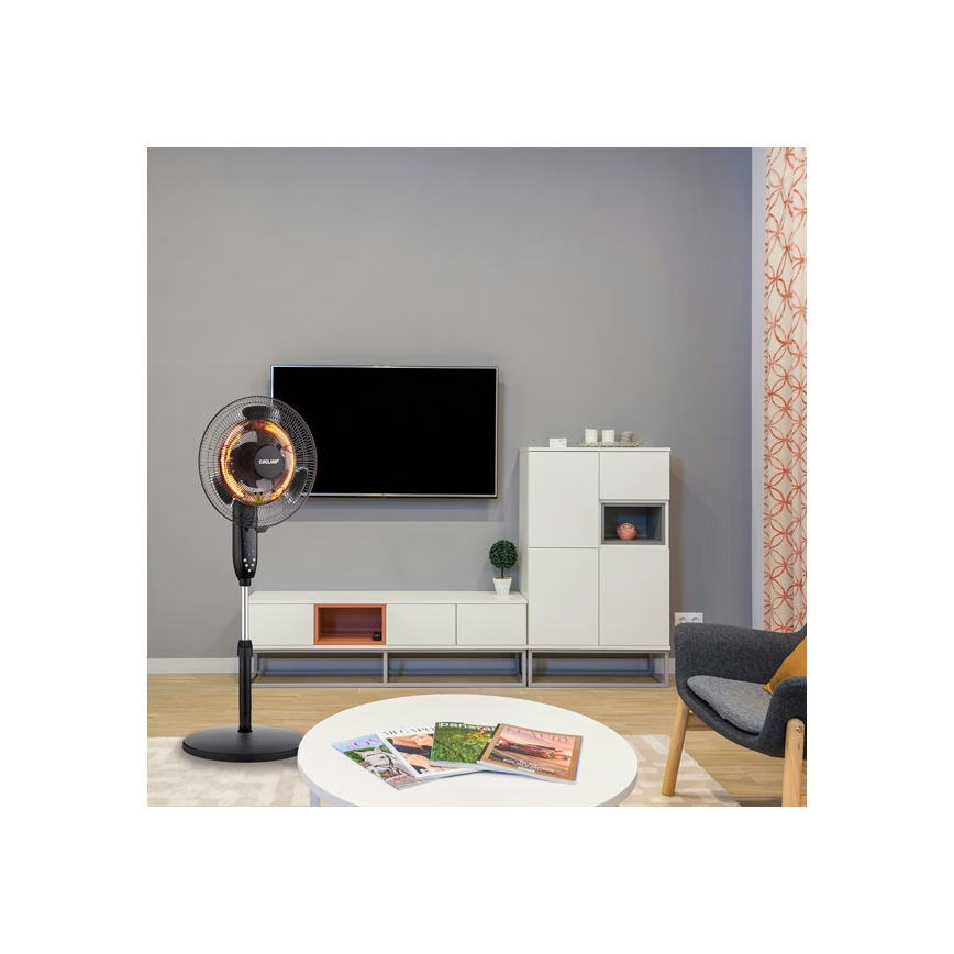 Stojni ventilator z grelnikom 35W/2000W/230V premer 40 cm črna