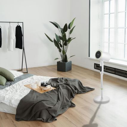 Stojni ventilator z grelnikom 50 W/2200 W/230 V, premer 20 cm, bela