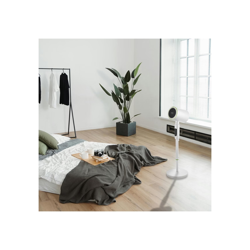 Stojni ventilator z grelnikom 50 W/2200 W/230 V, premer 20 cm, bela