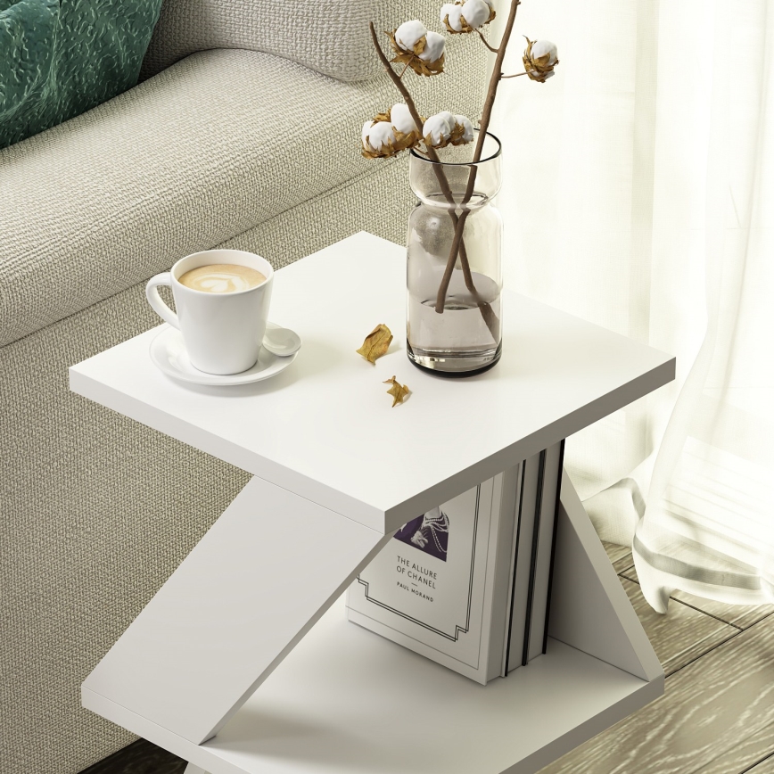 Stranska mizica ALBENI 50x30 cm bela