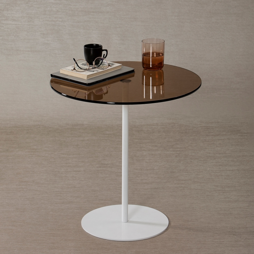 Stranska mizica CHILL 50x50 cm bela/bron