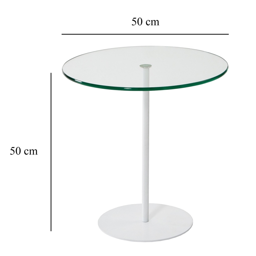 Stranska mizica CHILL 50x50 cm bela/prozorna