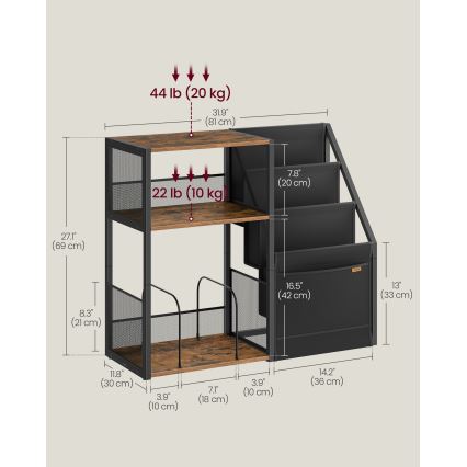 Stranska mizica LUVOR 81x30 cm rjava/črna