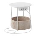 Stranska mizica NOIRA z vgrajenimi vtičnicami in USB-vhodi, 45 cm, bež/bela