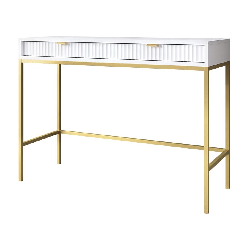 Stranska mizica NOVA 77x104 cm bela/zlata
