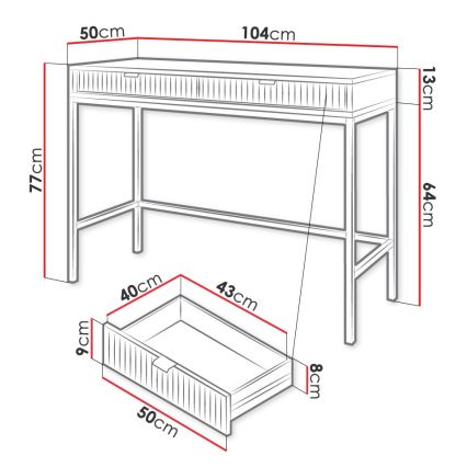 Stranska mizica NOVA 77x104 cm bela/zlata