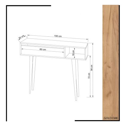 Stranska mizica OSEYO 94x100 cm rjava/bela