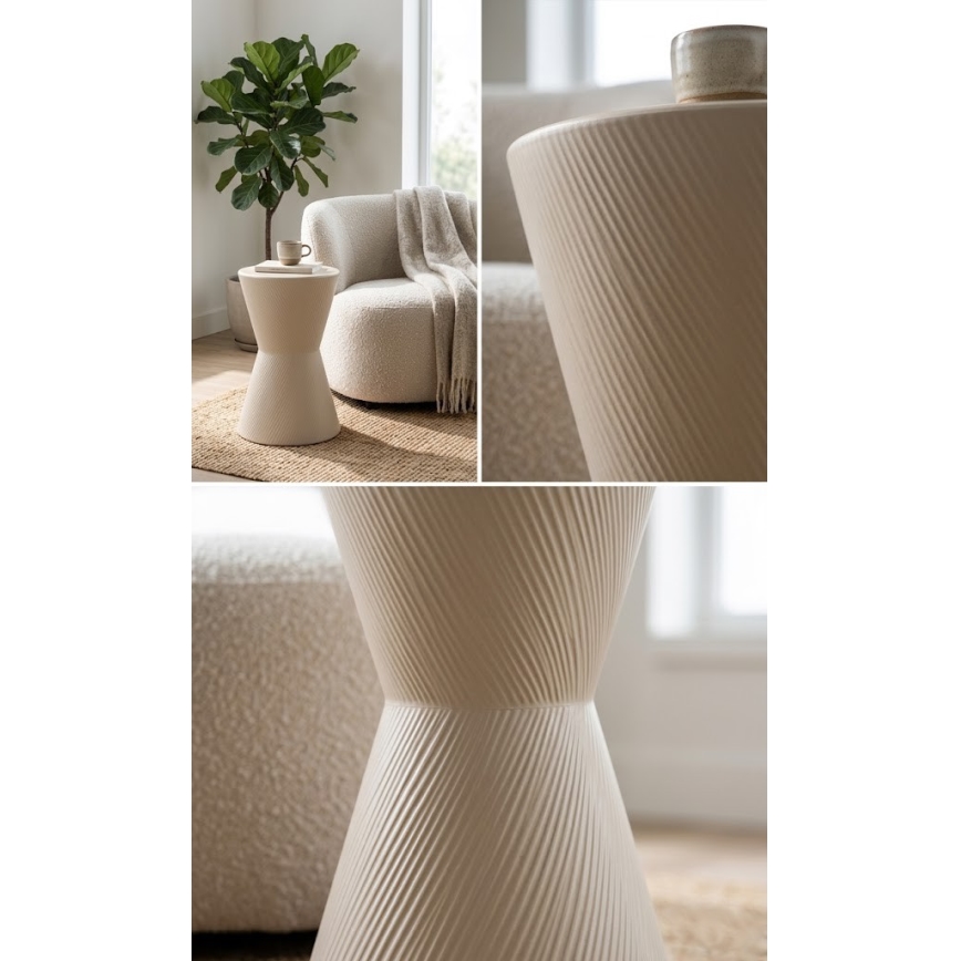 Stranska mizica PETIT, premera 29 cm, kremna