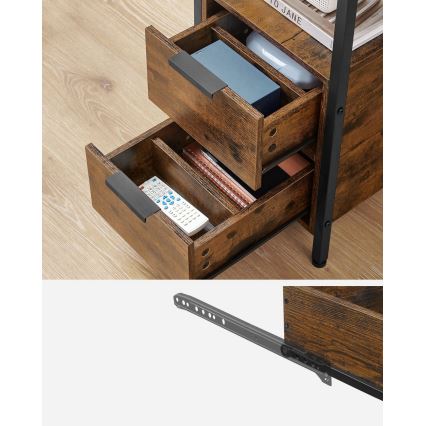 Stranska mizica z vgrajenimi vtičnicami in USB-priključki ROD rjava/črna