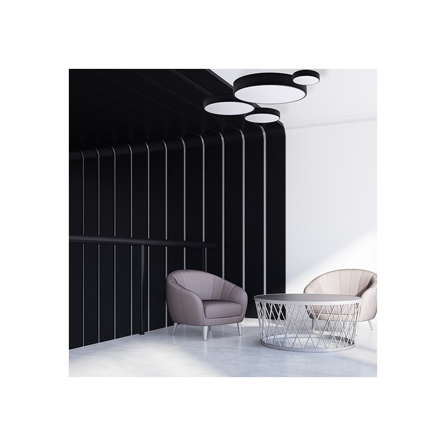 Stropna kopalniška svetilka s senzorjem CLEO 3xE27/24W/230V premer 40 cm črna IP54