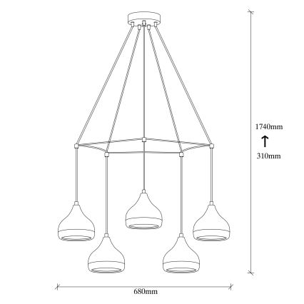 Stropna lampa YILDO 5xE27/40W/230V črna/končna