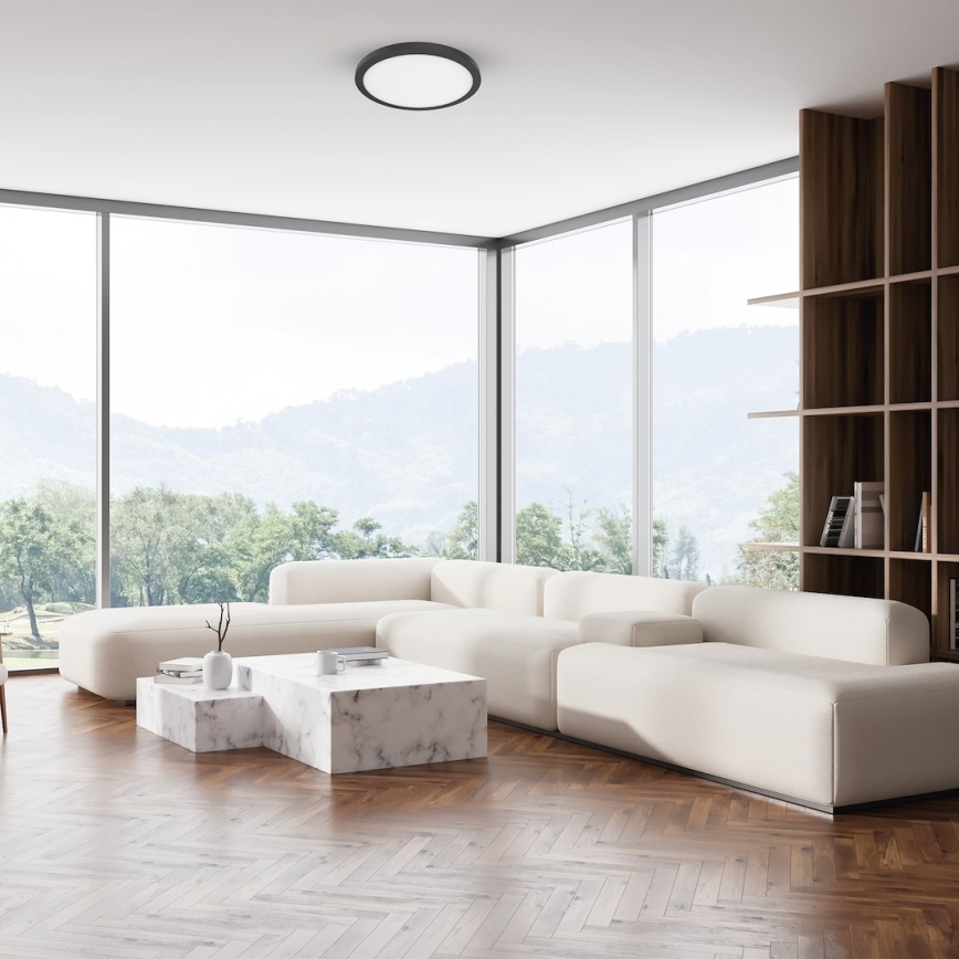 Stropna LED svetilka EVORA, 18 W, 230 V, 3000/4000/6000 K, premer 22,5 cm, črna