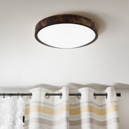 Stropna LED svetilka OAK SMOKY SLIM LED/36W/230V 4000K, premer 37 cm, hrast/temno rjava