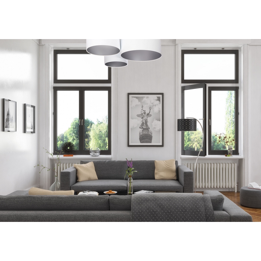 Stropna luč SPACE 3xE27/60W/230V bela/srebrna