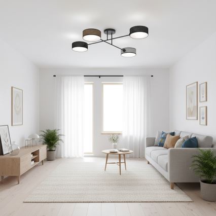 Stropna pritrjena svetilka MAGA 4xE14/10W/230V črna/rjava/siva