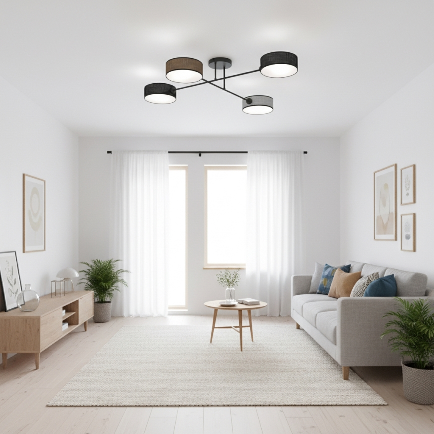 Stropna pritrjena svetilka MAGA 4xE14/10W/230V črna/rjava/siva