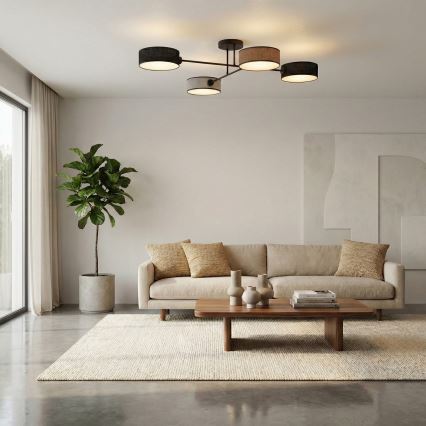 Stropna pritrjena svetilka MAGA 4xE14/10W/230V črna/rjava/siva