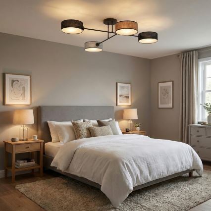 Stropna pritrjena svetilka MAGA 4xE14/10W/230V črna/rjava/siva