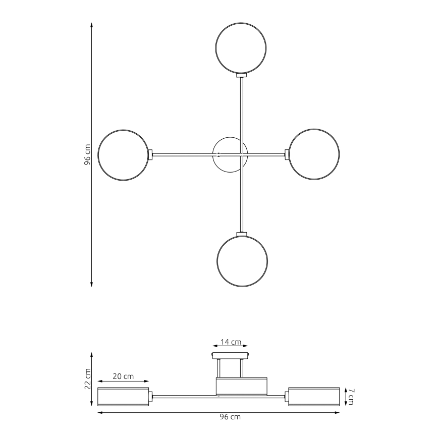 Stropna pritrjena svetilka MAGA 4xE14/10W/230V črna/rjava/siva
