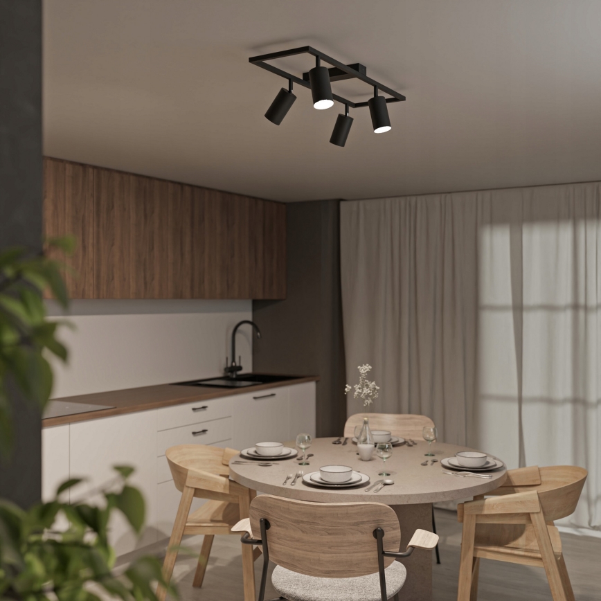 Stropna reflektorska svetilka 4xGU10/30W/230V črna