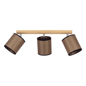 Stropna smerna svetilka BENITA 3xE27/25W/230V rjava/hrast