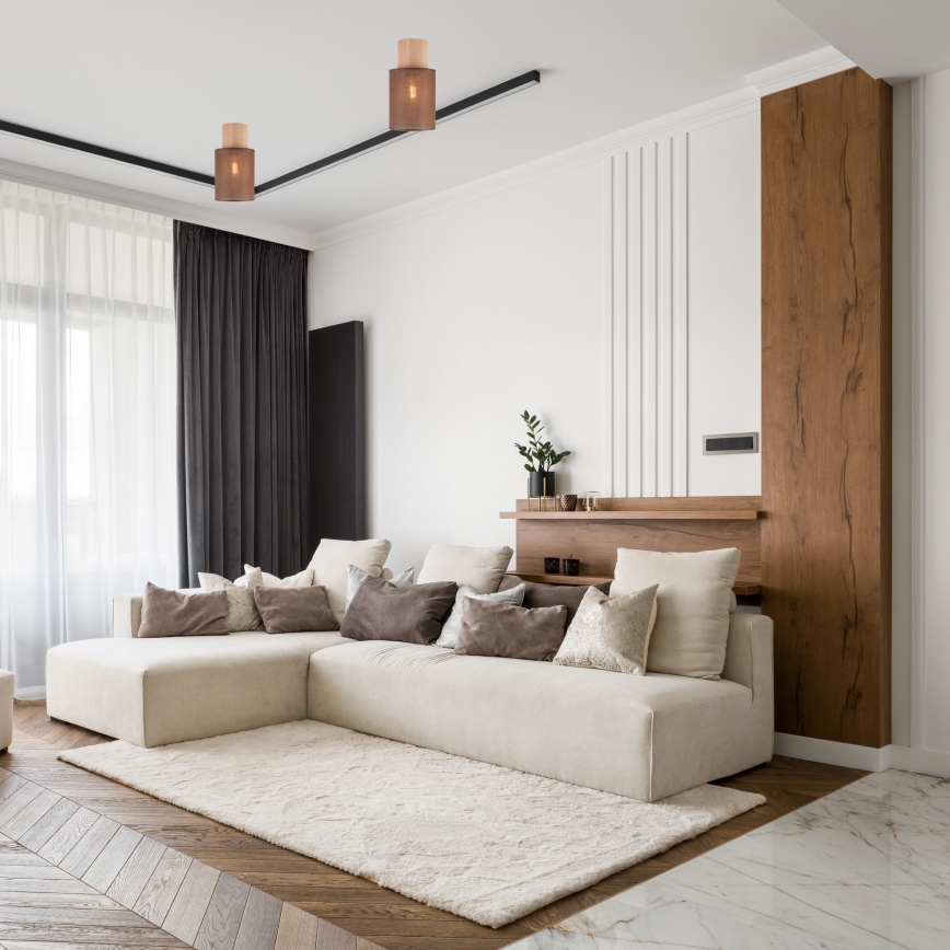 Stropna svetilka ARI 1xE27/60W/230V pr. 16 cm rjava bukev