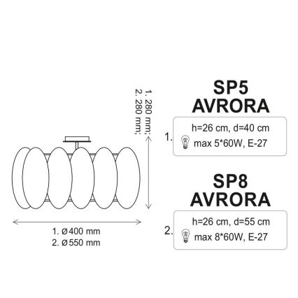 Stropna svetilka AURORA 5xE27/60W/230V