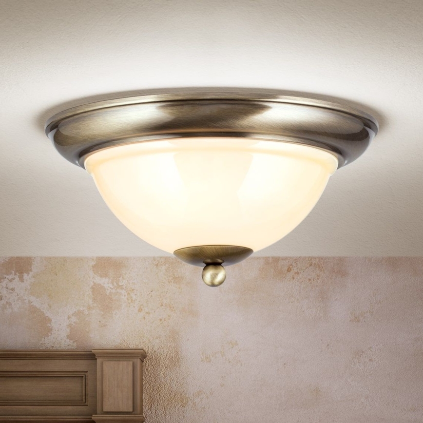 Stropna svetilka AUSTRIAN OLD LAMP 2xE27/60W/230V pr. 27 cm bron/bež