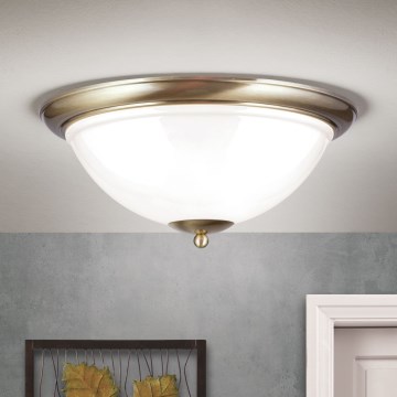 Stropna svetilka AUSTRIAN OLD LAMP 3xE27/60W/230V pr. 50 cm bron/bela