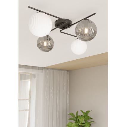 Stropna svetilka AZURA 4xE14/10W/230V črna/siva/bela