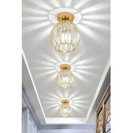 Stropna svetilka BELLA 1xE27/40W/230V, premer 20 cm, zlata