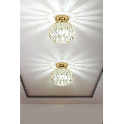 Stropna svetilka BELLA 1xE27/40W/230V, premer 20 cm, zlata