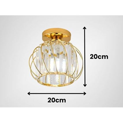 Stropna svetilka BELLA 1xE27/40W/230V, premer 20 cm, zlata