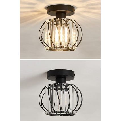 Stropna svetilka BELLA 1xE27/40W/230V, Ø 20 cm, črna