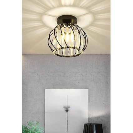 Stropna svetilka BELLA 1xE27/40W/230V, Ø 20 cm, črna
