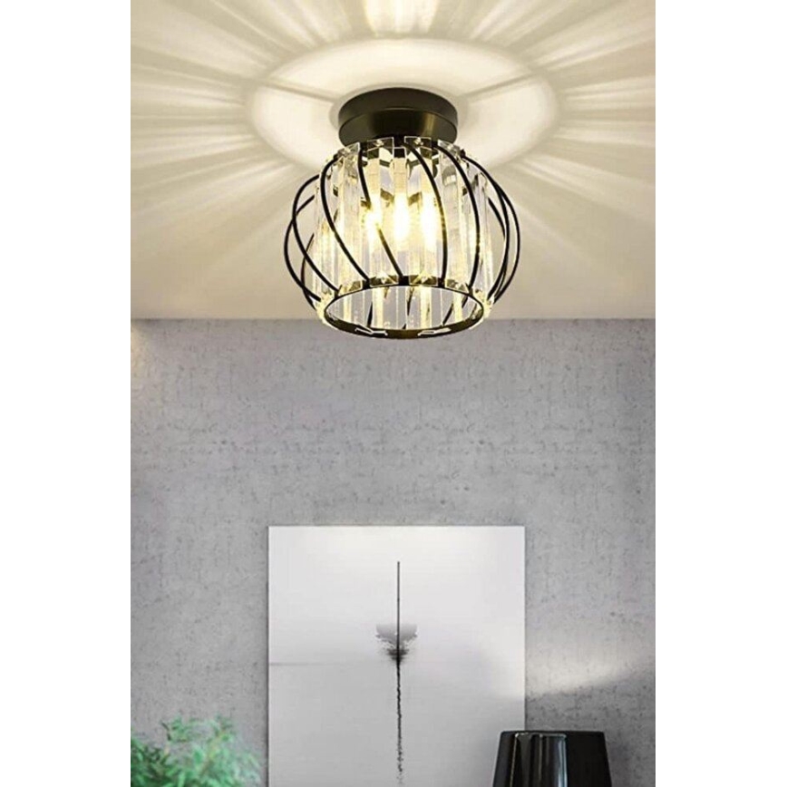 Stropna svetilka BELLA 1xE27/40W/230V, Ø 20 cm, črna