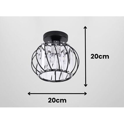 Stropna svetilka BELLA 1xE27/40W/230V, Ø 20 cm, črna