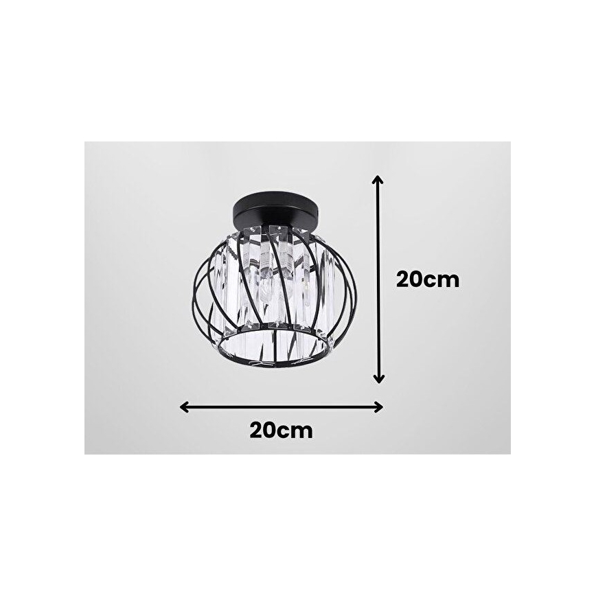 Stropna svetilka BELLA 1xE27/40W/230V, Ø 20 cm, črna